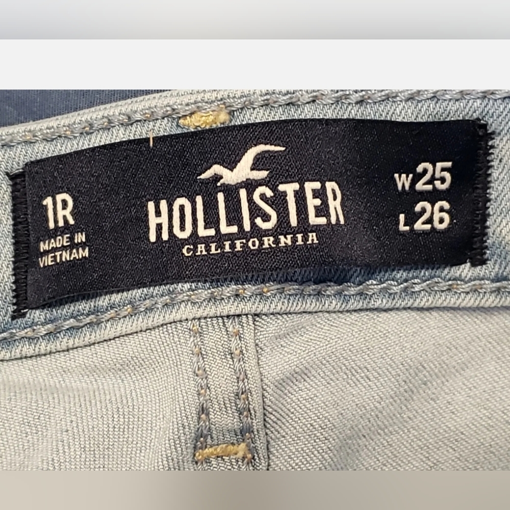 ❤️ HOLLISTER  JUNIORS DISTRESSED HIGH-RISE CROP SUPER SKINNY JEANS 1R W 25 L 26 - Picture 11 of 11